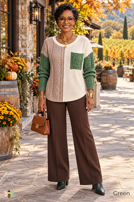 Chromatic Weekend Cable Sweater | Green | front