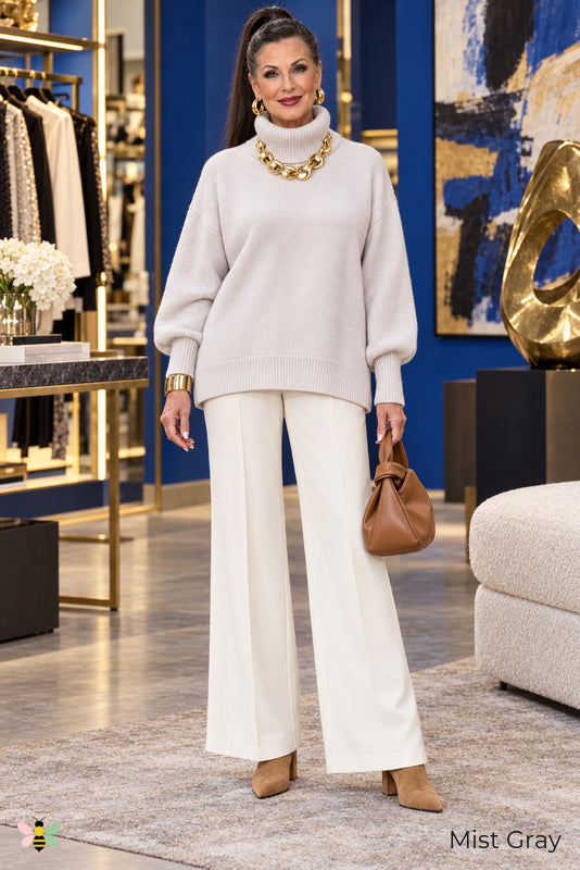 Color Theory Relaxed Turtleneck Sweater | Mist Gray | front