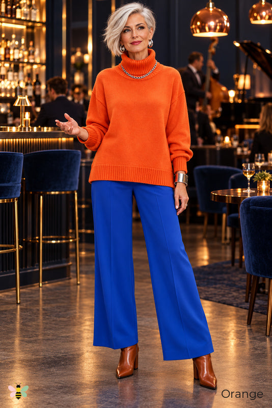 Color Theory Relaxed Turtleneck Sweater | Orange | front