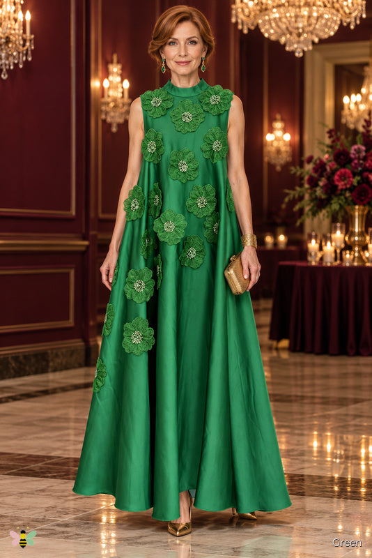 The Fleur Salon Bow-Back Dress | Green | front