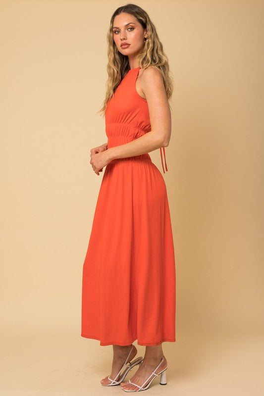 Halter Elastic Midi Dress