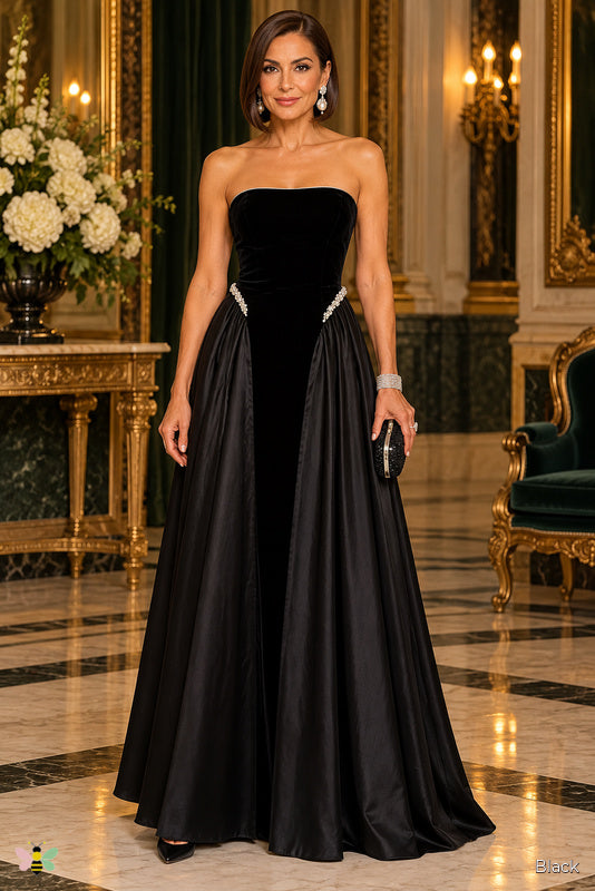The Grand Salon Crystal-Waist Gown | Black | front