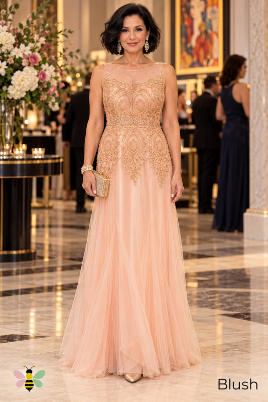 Gilded Blush Illusion Gown | Blush | front