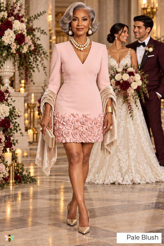 The Rose Gala Appliqué Mini Dress | Pale Blush | front