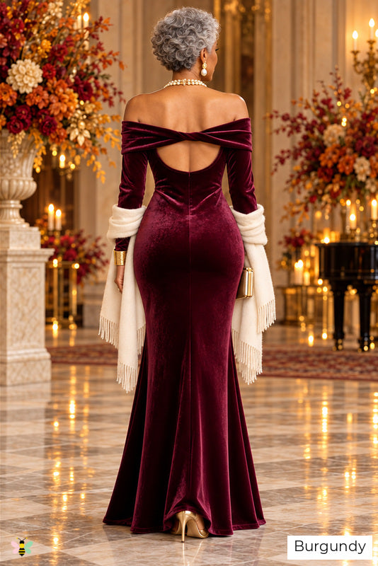The Velvet Ovation Mermaid Gown | Burgundy | back