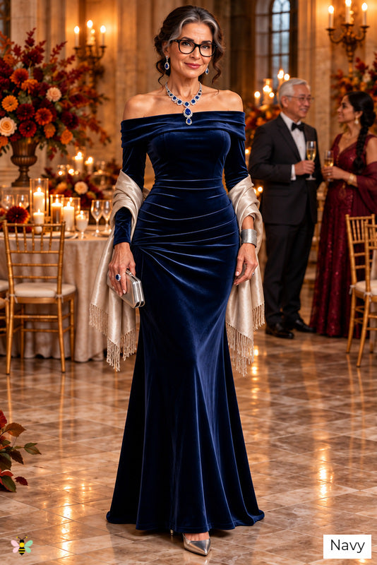 The Velvet Ovation Mermaid Gown | Navy | front