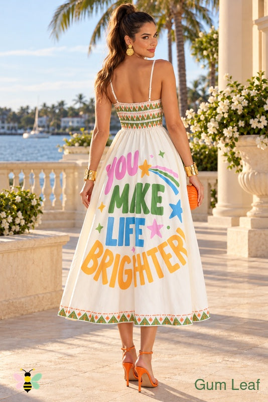 Palm Beach Postcard Midi Dress | Gum Leaf | back
