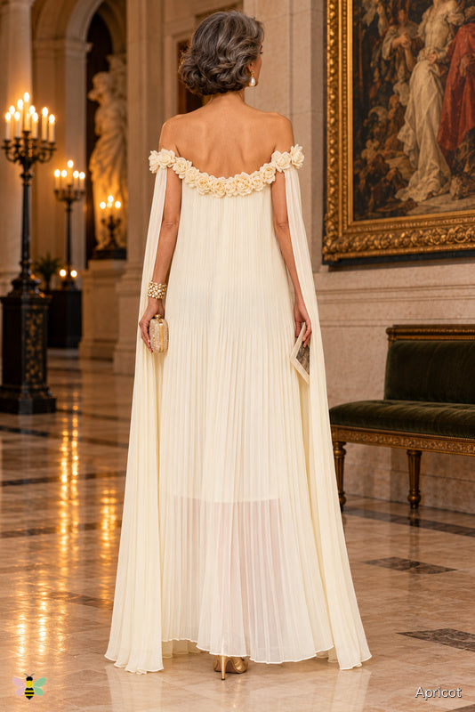 The Rosette Reverie Pleated Gown | Apricot | back