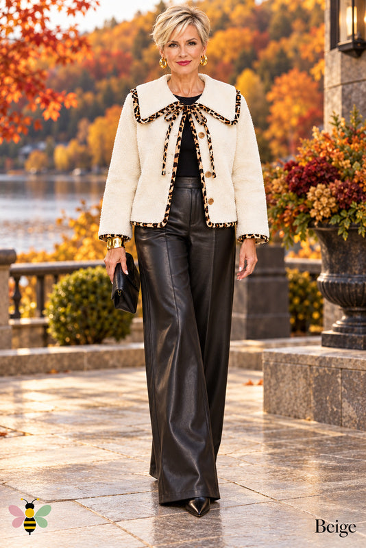 Savanna Sherpa Jacket — Beige — Front