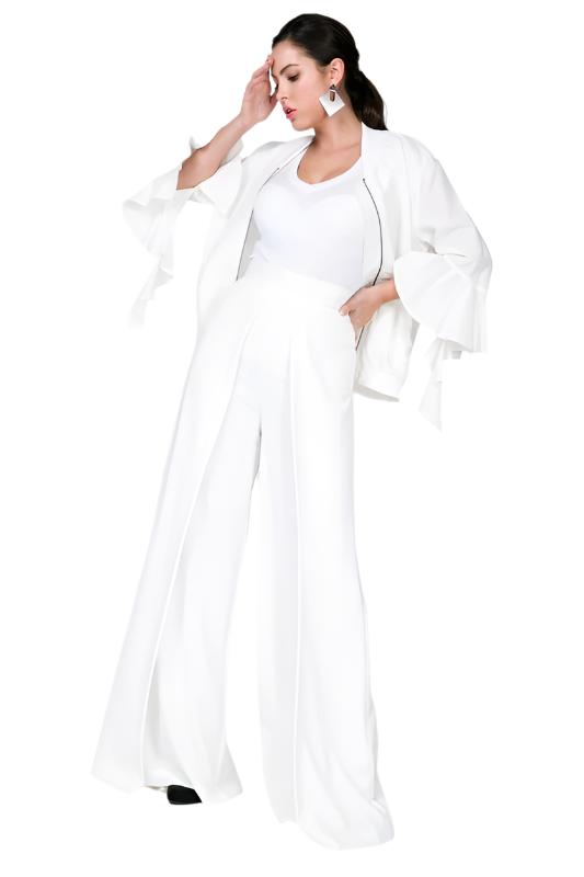 Cascade Ruffle Sleeve Bomber Jacket