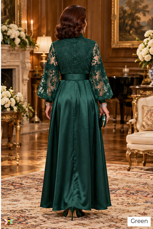 The Palazzo Heirloom Lace Gown | Green | back