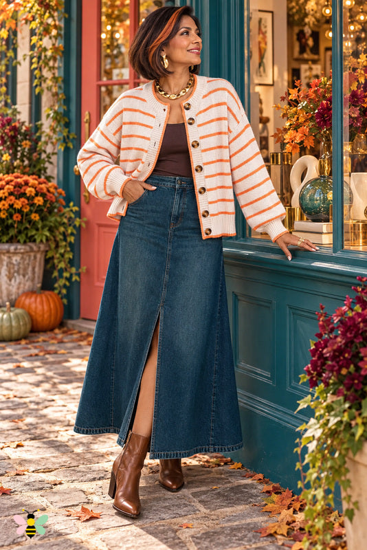Gallery Walk Contrast-Stripe Cardigan