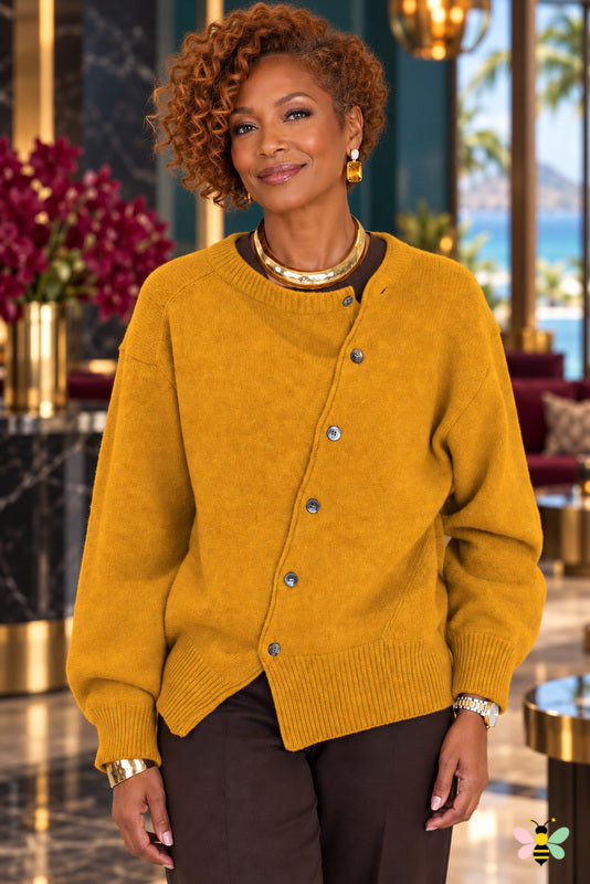 Gallery Line Asymmetric Button Sweater