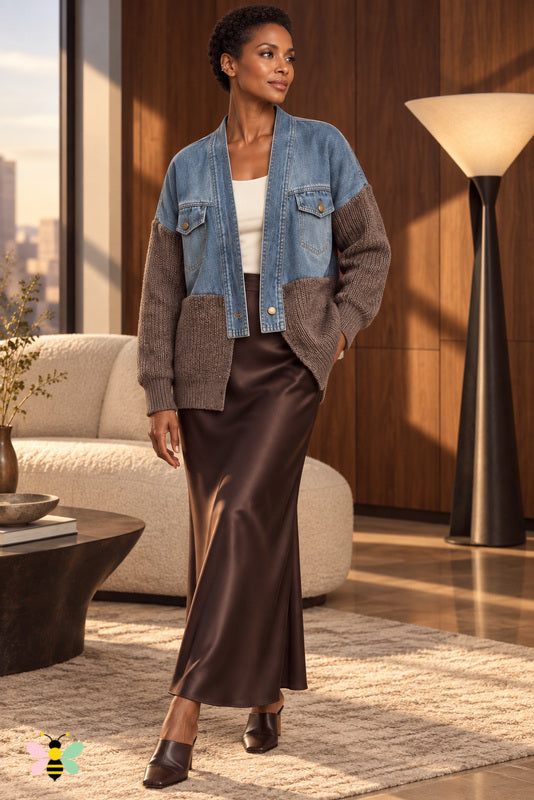 The Mercer Denim-Knit Cardigan - One Size