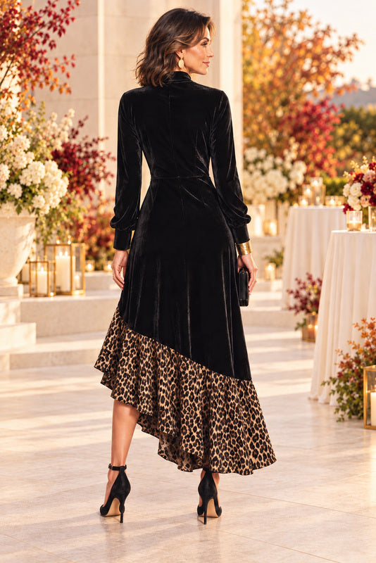 Autumn After Dark Velvet Leopard Dress