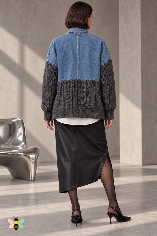 The Mercer Denim-Knit Cardigan - One Size
