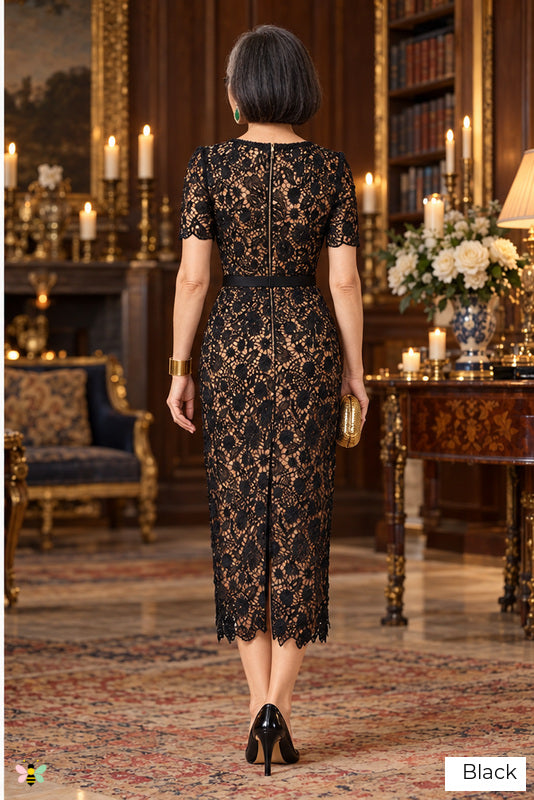 The Heirloom Atelier Lace Midi Dress | Black | back