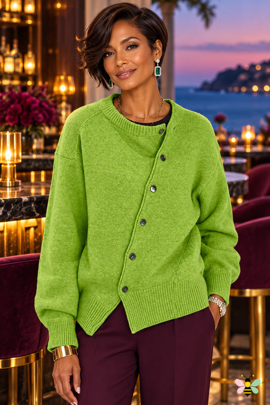 Gallery Line Asymmetric Button Sweater