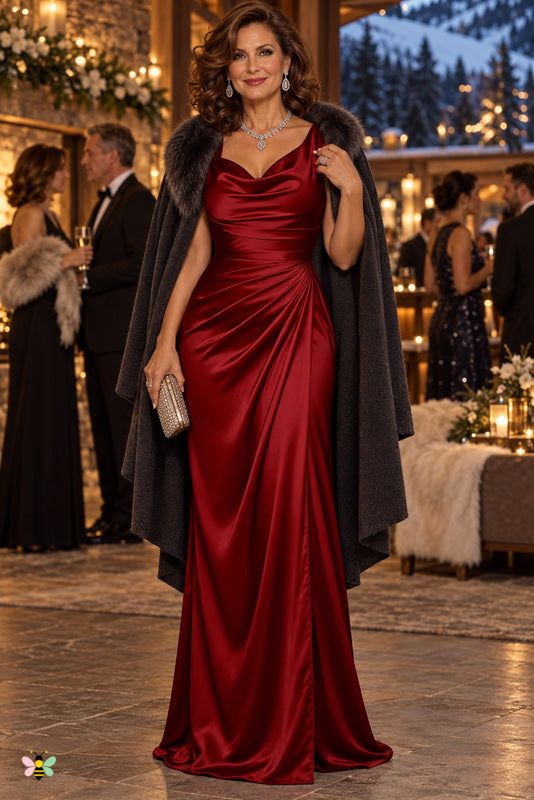 Aurelia Satin Cowl-Neck Maxi Dress