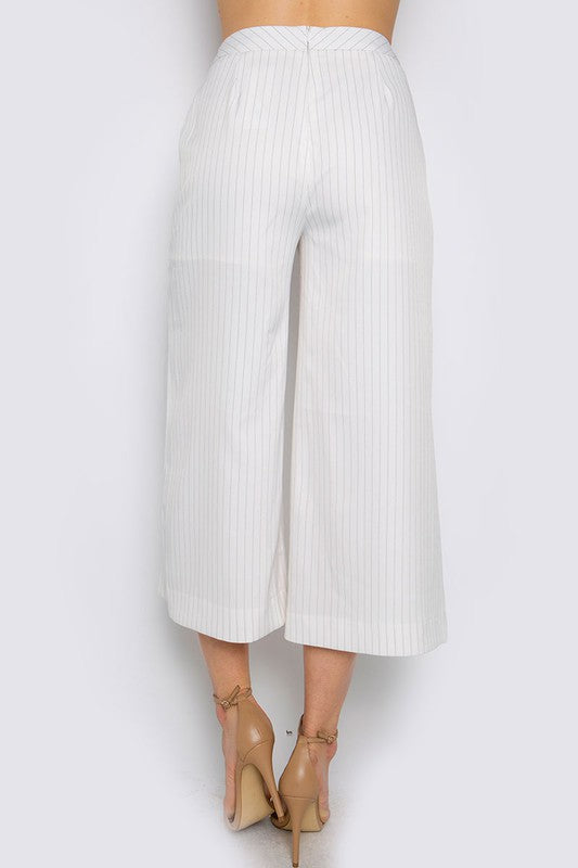 Elwell Pearl Embellished Pleated Culottes Pants