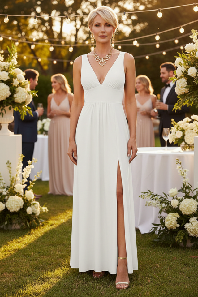 Deep V neck A line dress