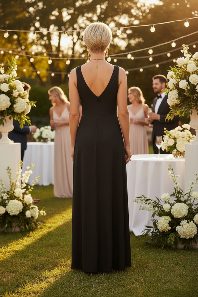 Deep V neck A line dress