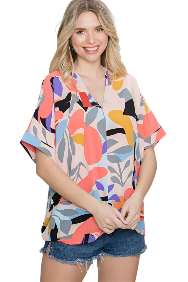 Print V-Neck Top