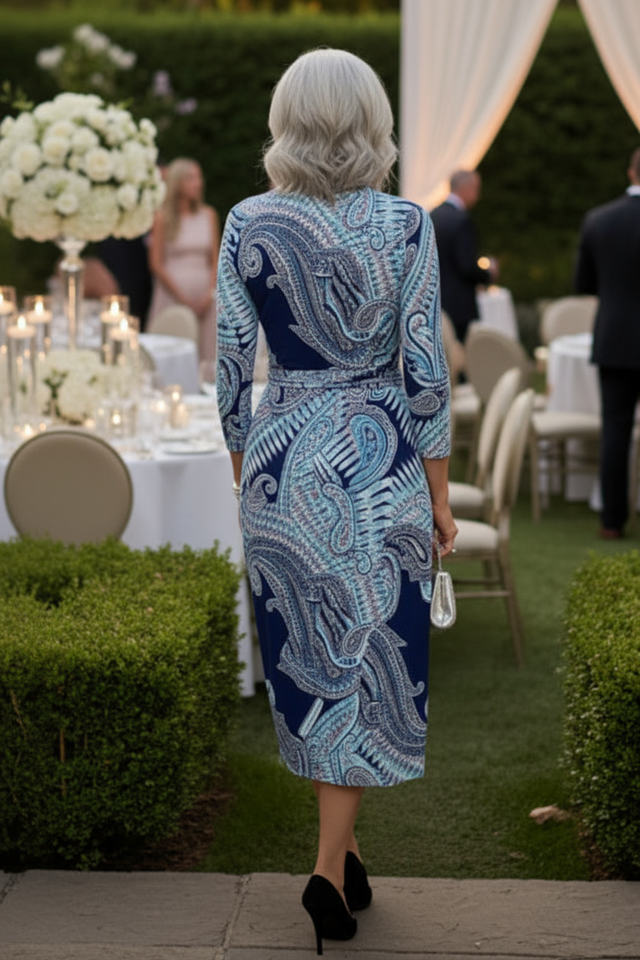Printed Jersey Wrap Dress with Tie