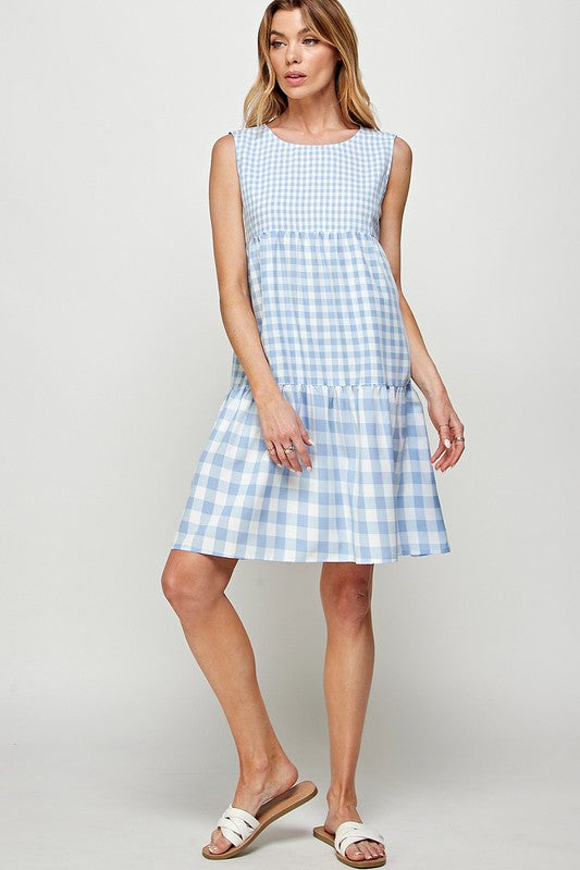 Checkered Print Sleeveless Dress