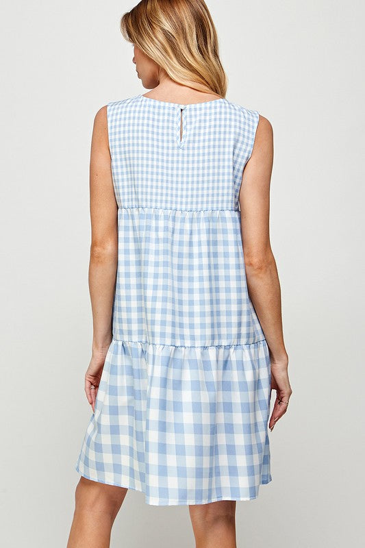 Checkered Print Sleeveless Dress