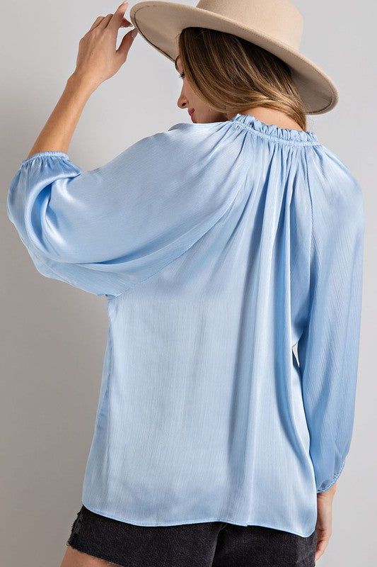 Tie Front V Neck Blouse