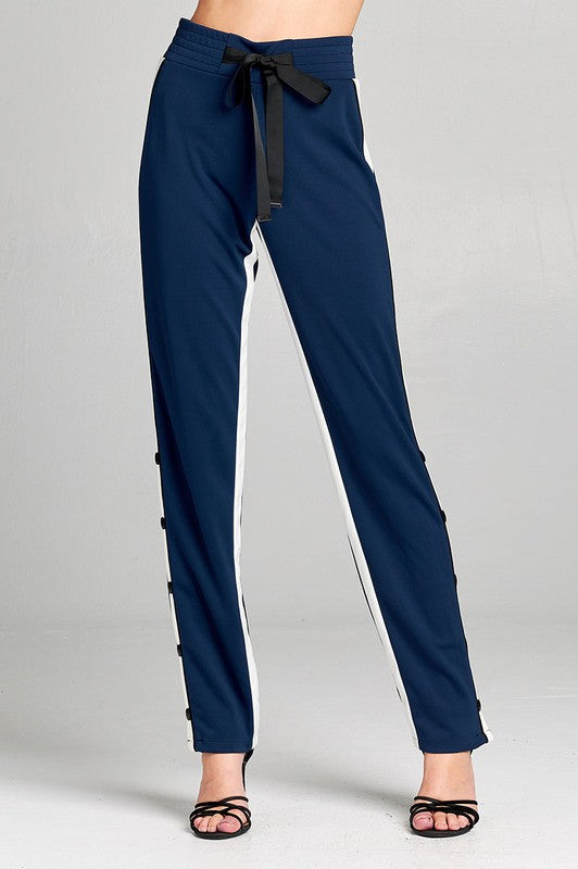 Quintrell Ribbon Side Button Track Pants