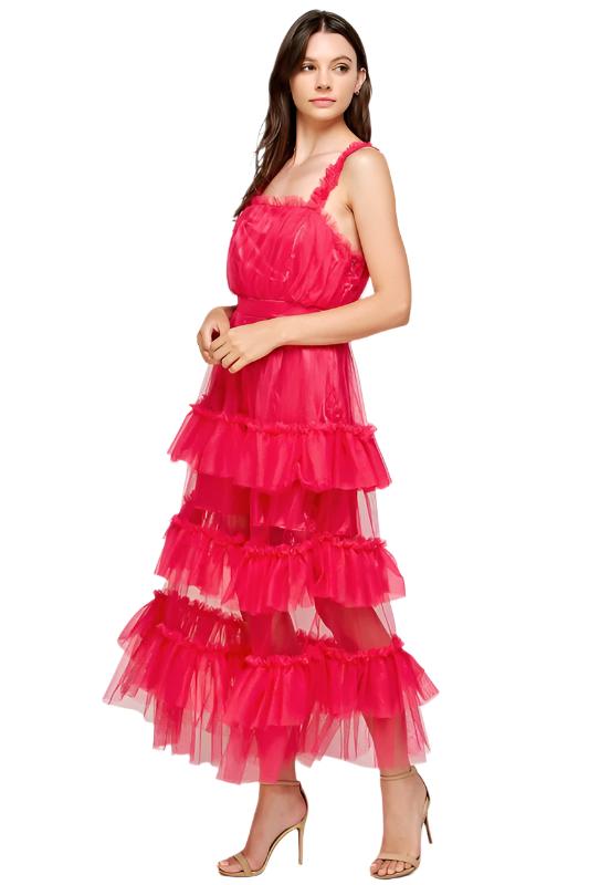 Tulle Tiered Long Dress