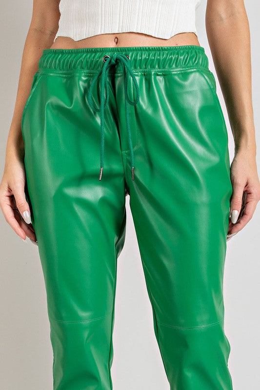 Faux Leather Drawstring Jogger
