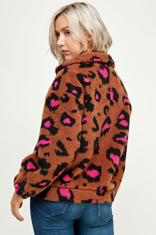 Pink Leopard Fleece Jacket