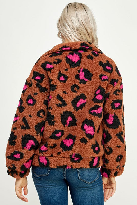 Pink Leopard Fleece Jacket