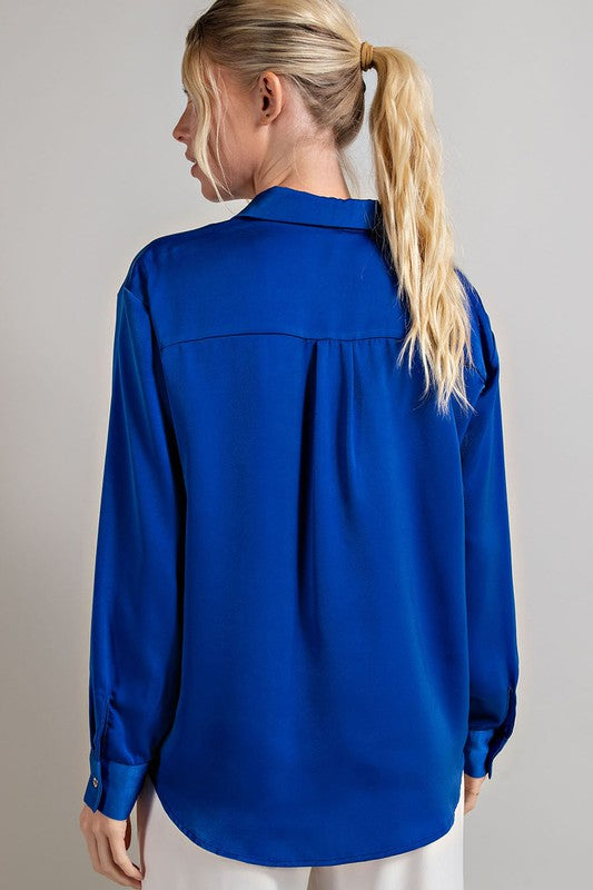 Copy of Button Front Collared in Blue