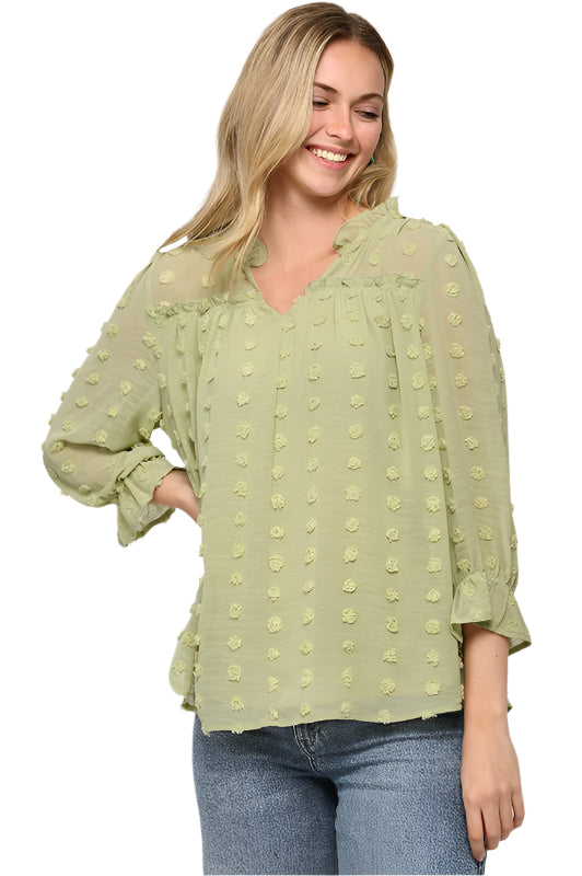 Uragiri Woven and Hi - Low Hem Shirring Blouse