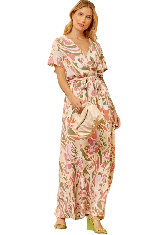 Maxi V Neck Print Dress