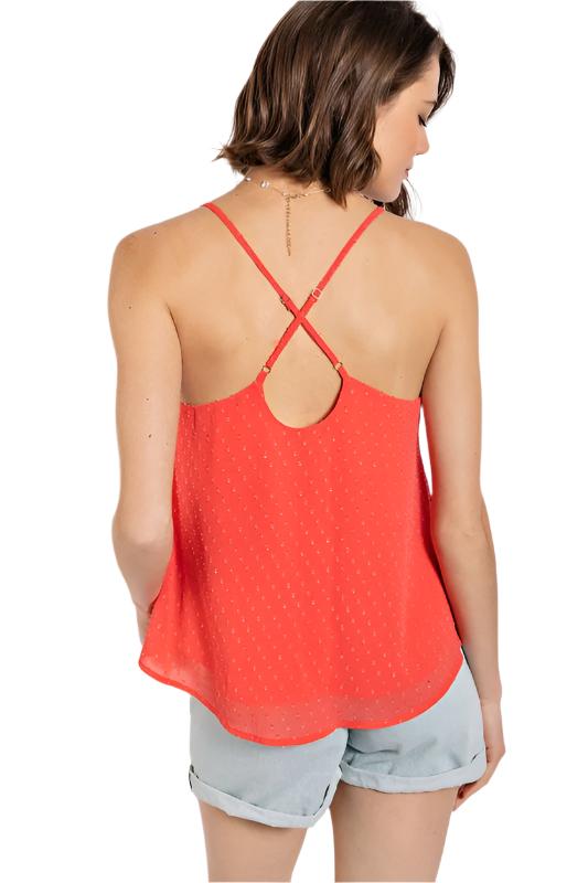 Swiss Dot Tank Top Coral