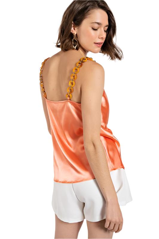 Cowl Neck Satin Camisole Top Peach