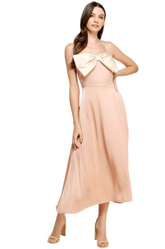 Bow Detail Satin Dress