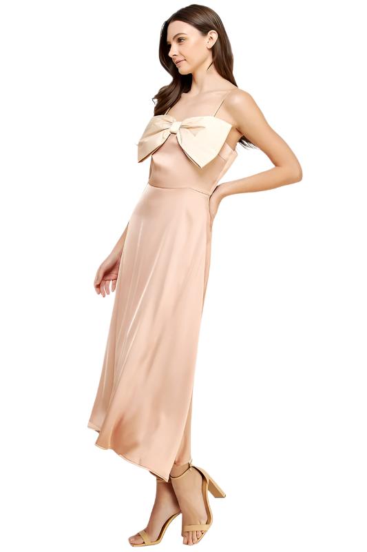 Bow Detail Satin Dress