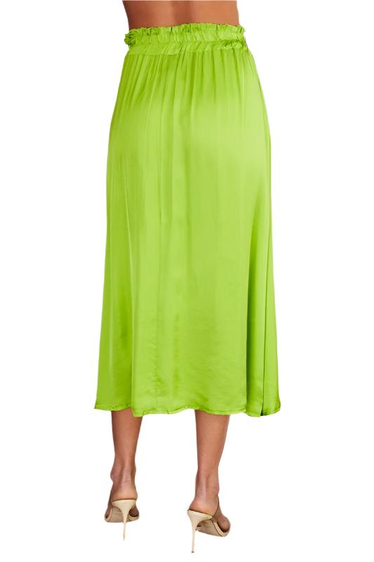 Satin Ruffle Elastic Waist Maxi Skirt