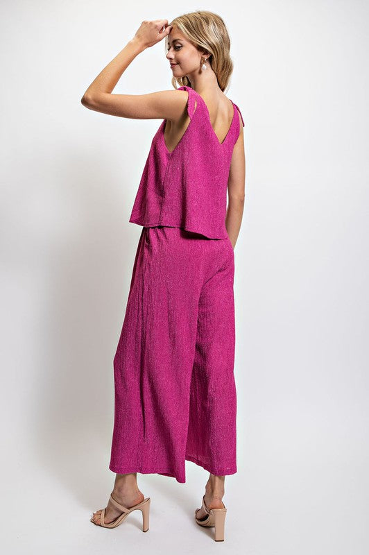 Set Illusion Jumpsuit with Shoulder Tie Detail