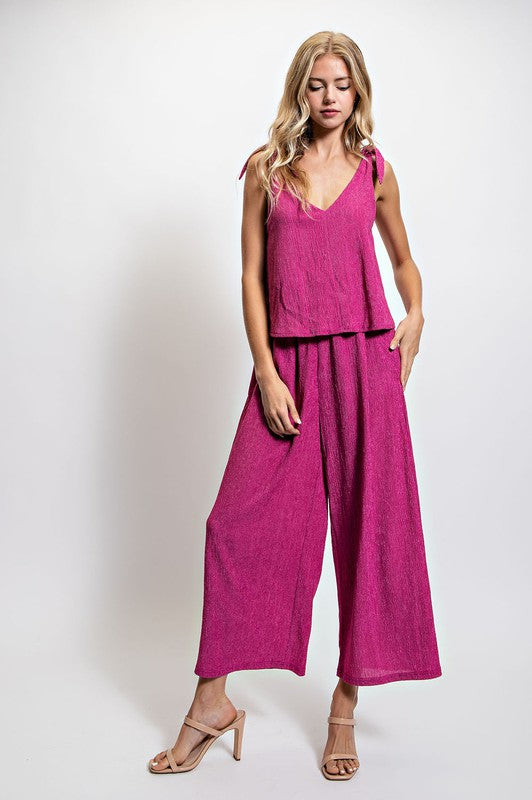 Set Illusion Jumpsuit with Shoulder Tie Detail