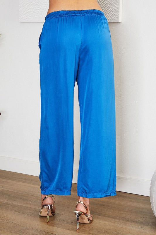 Copy of Elastic Waist Wide Leg Pant in Blue