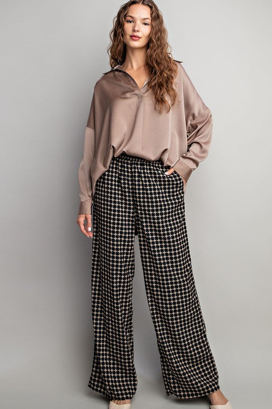 Tab Collared Blouse Top in Coco
