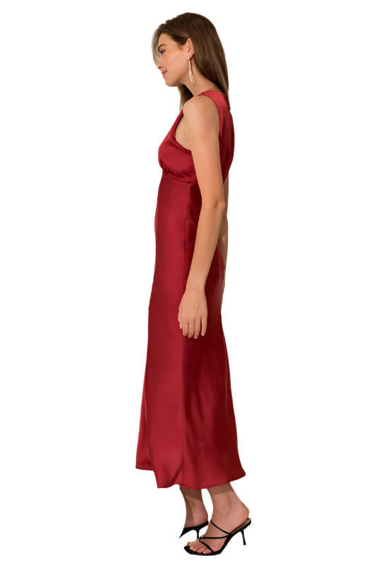 Sleeveless V-Neck Satin Mini Dress