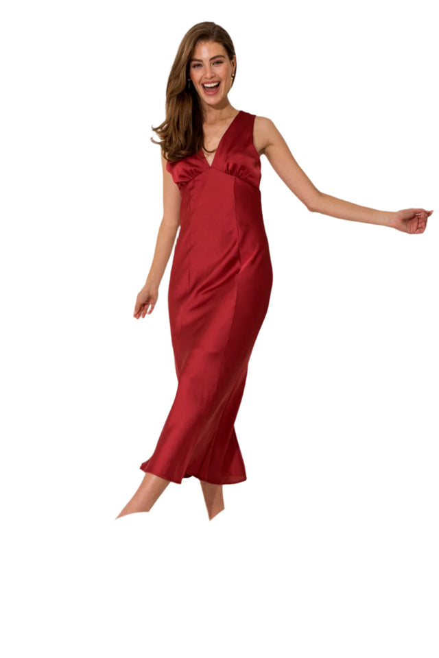 Sleeveless V-Neck Satin Mini Dress